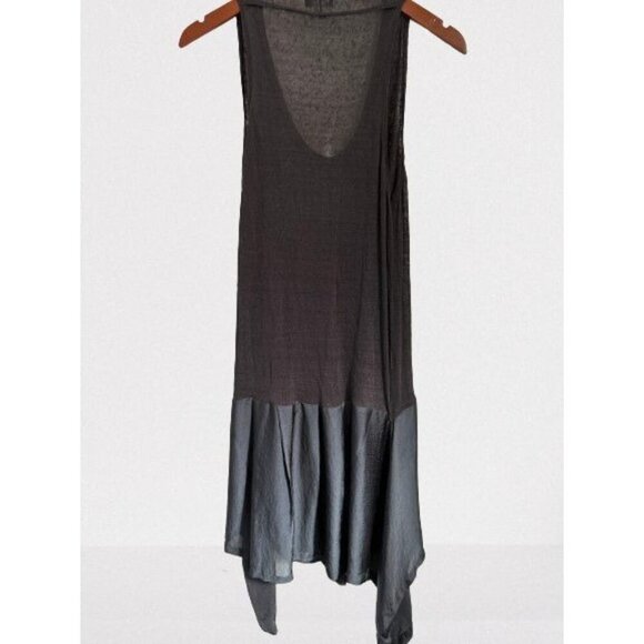 VIVID Silk Linen Combo Dress Mermaid Sleeveless V-Neck Deep Gray / Purple - Picture 5 of 7